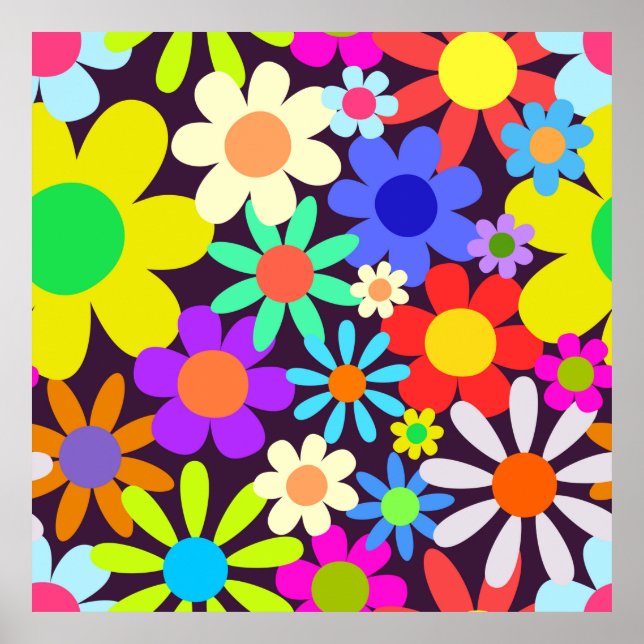 Sixties Retro Country Floral Daisy Field Poster (Front)