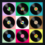 Sixties Retro Vintage Vinyl Record Pop Art Poster<br><div class="desc">Vintage vinyl record collection.</div>