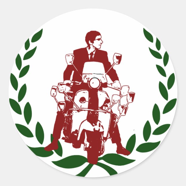 Sixties Scooter Rider Italia Classic Round Sticker (Front)