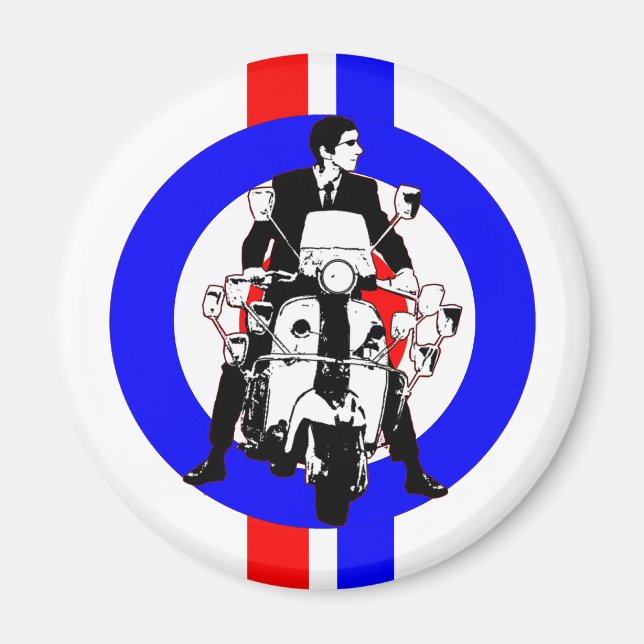 Sixties Scooter Rideron  target and stripes Magnet (Front)