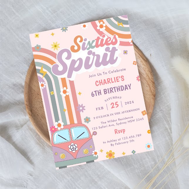 Sixties Spirit Groovy Daisy 1st Birthday Party Invitation (Creator Uploaded)