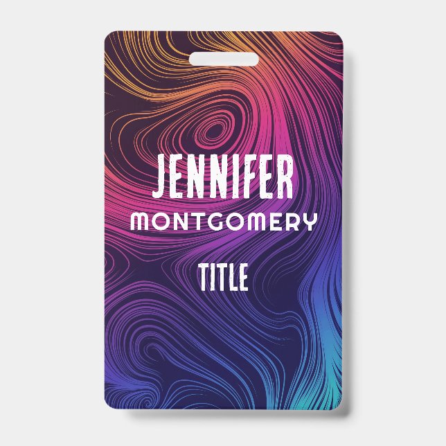 Sixties Vibe Circles & Swirls Cool Pattern ID Badge (Front)