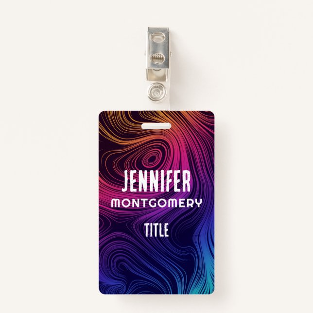 Sixties Vibe Circles & Swirls Cool Pattern ID Badge (Front with Clip)