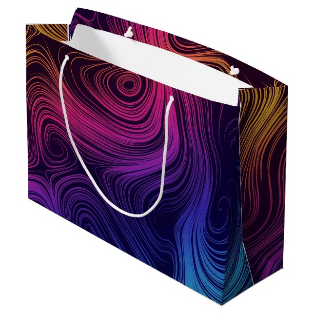 Sixties Vibe Circles & Swirls Cool Pattern Large Gift Bag (Back Angled)