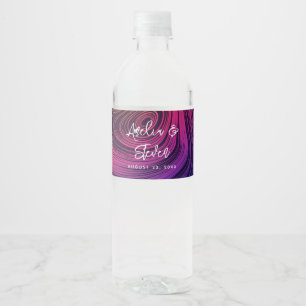 Sixties Vibe Circles & Swirls Cool Pattern Wedding Water Bottle Label