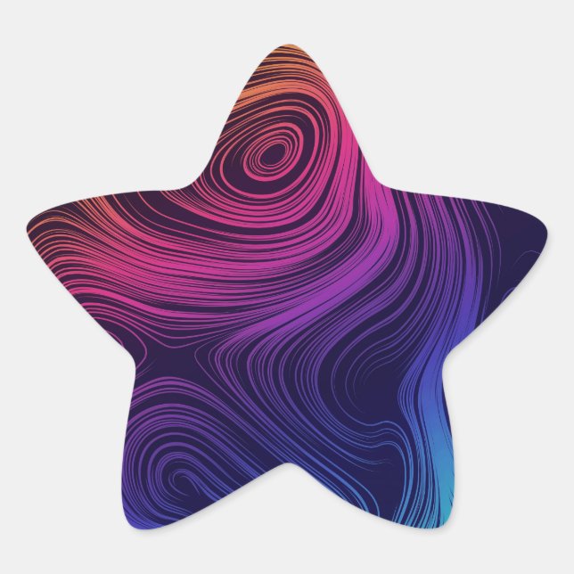 Sixties Vibe Circles & Swirls Cool Star Sticker (Front)