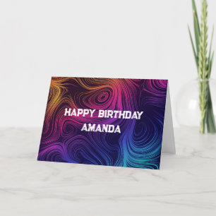 Sixties Vibe Circles & Swirls Pattern Birthday Card