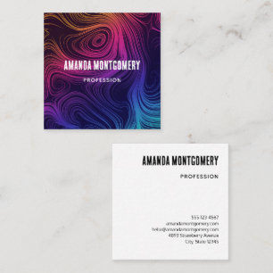 Sixties Vibe Circles & Swirls Pattern Square Business Card
