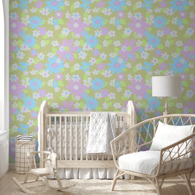 Sixties vintage flower wallpaper (Kids)