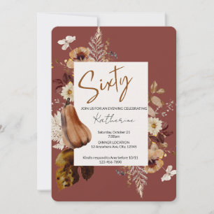 Sixtieth Birthday Party Invitation, Golden Harvest Invitation