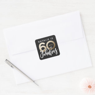 sixtieth gold making 60 look good birthday favour square sticker