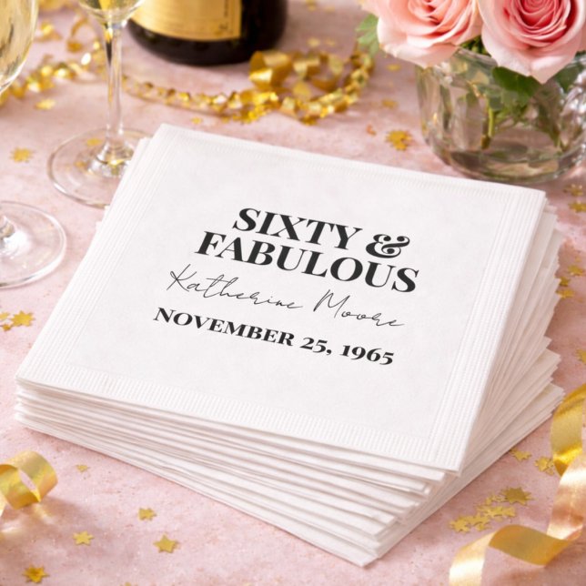 Sixty and Fabulous  60th Birthday Party Napkin (Creator Uploaded)