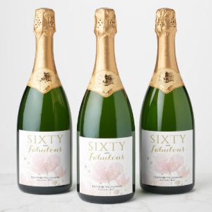 Sixty and Fabulous Black Pink 60th Birthday Sparkling Wine Label