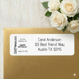 Sixty and Fabulous Bold Birthday Return Address Label