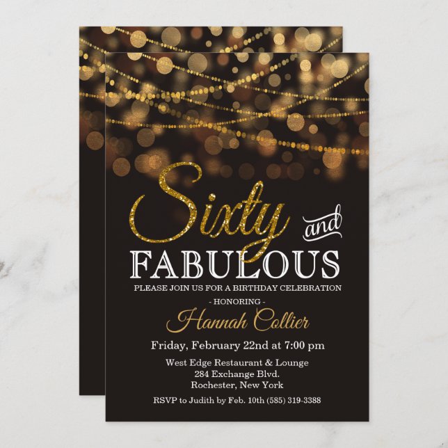 Sixty and Fabulous Glitter Birthday Invitation (Front/Back)