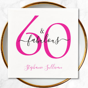Sixty and Fabulous Name 60th Birthday Party Napkin