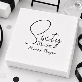 Sixty and Fabulous Name Date 60th Birthday Party Napkin