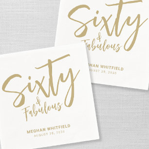 Sixty and Fabulous Name Date 60th Birthday Party Napkin
