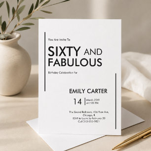 Sixty and Fabulous Photo 60th Birthday Party Invitation