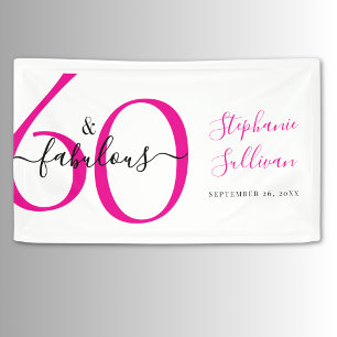 Sixty and Fabulous Pink 60th Birthday Party  Banner