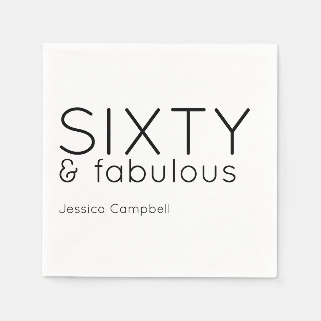 Sixty and Fabulous Script 60th Birthday Napkins (Front)