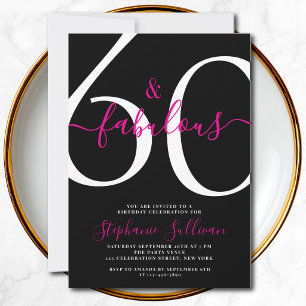 Sixty And Fabulous Script 60th Birthday Party Invitation