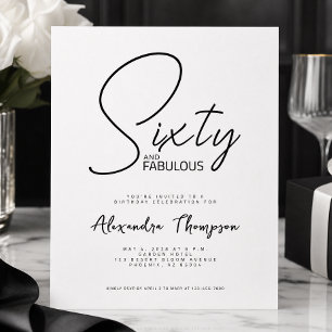Sixty and Fabulous Script 60th Birthday Party Invitation