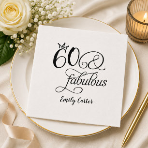 Sixty and Fabulous Script 60th Birthday Party Napkin