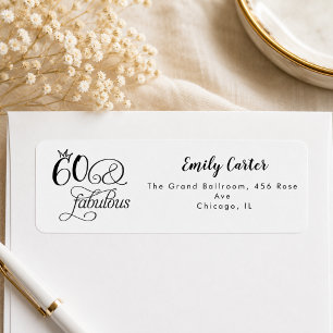 Sixty and Fabulous Script 60th Birthday Party Return Address Label