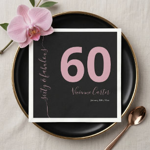 Sixty and Fabulous Script Pink 60th Birthday Party Napkin