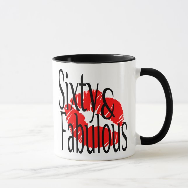Sixty and Fabulous with Hot Red Lips Mug (Right)