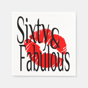 Sixty and Fabulous with Hot Red Lips Napkin