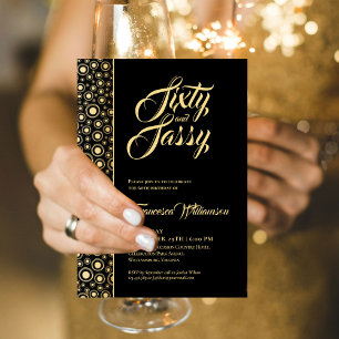 Sixty And Sassy Elegant Gold Black Birthday Party Invitation
