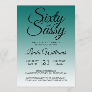 Sixty and Sassy Emerald Green 60th Birthday Invitation