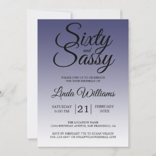 Sixty and Sassy Navy Blue 60th Birthday Invitation