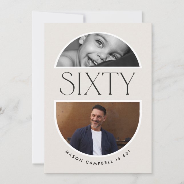 sixty arch photo 60th modern simple birthday party invitation (Front)