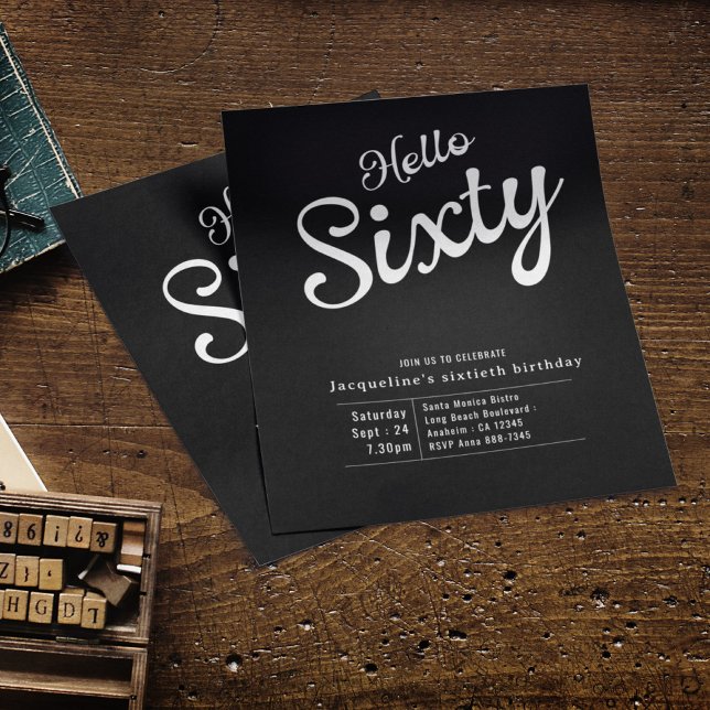 Sixty Black White Budget 60th Birthday Invitation  Flyer (Creator Uploaded)