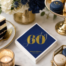 Sixty Elegant Blue & Gold 60th Birthday Invitation