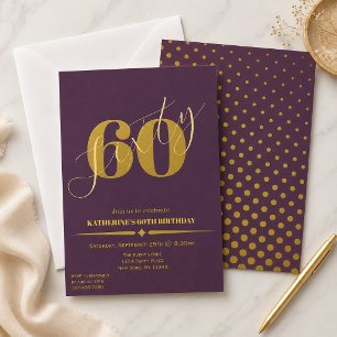 Sixty Elegant Plum & Gold 60th Birthday Invitation