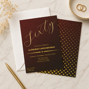 Sixty Elegant Ruby & Gold 60th Birthday Invitation