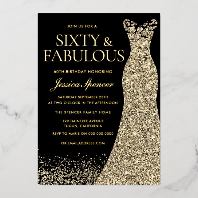 Sixty & Fabulous Golden Foil 60th Birthday (Front)