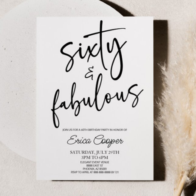 Sixty & Fabulous Minimal 60th Birthday Party Invitation (Creator Uploaded)