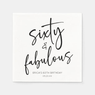 Sixty & Fabulous Minimal 60th Birthday Party Napkin