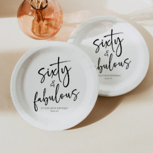 Sixty & Fabulous Minimal 60th Birthday Party Paper Plate