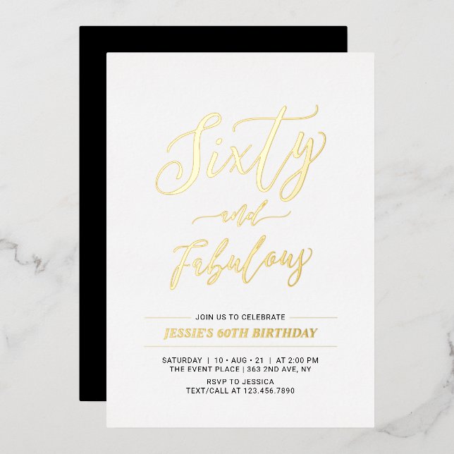 Sixty & Fabulous | Modern Gold 60th Birthday Party (Front/Back)