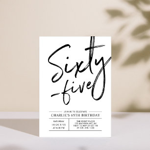 Sixty Five   Modern 65th Birthday Party Invitation