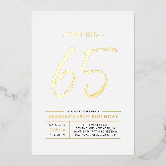 Sixty five | Modern Gold 65th Birthday Party (Front)