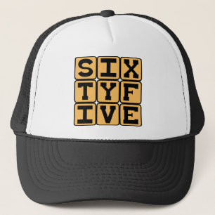 Sixty Five, Number 65, Retirement Age Trucker Hat