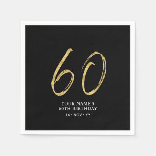 Sixty Gold & Black Lettering 60th Birthday Napkin