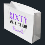 SIXTY HELL YEAH! Funny Personalised 60th Birthday Large Gift Bag<br><div class="desc">Wrap your sassiest gift in purple perfection! This “SIXTY HELL YEAH!” large gift bag features bold type and a vibrant purple colour for the sixtieth that deserves to be celebrated loudly. Personalised with any name, it's perfect for standout gifting at parties or surprise celebrations. Sturdy construction, eye-catching design, and custom...</div>